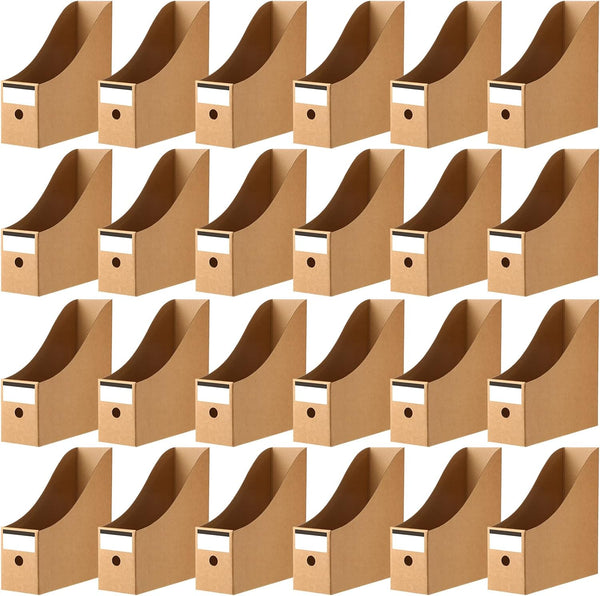 Thenshop 24 Pcs Cardboard Magazine File Holders, Magazine Paper Organizer Storage Folder for Desk, Brown
