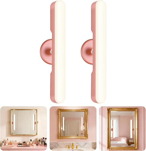 Set of 2 Wireless Vanity Makeup Lights for Mirror, Rechargeable LED Stick