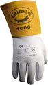 Caiman Premium Goat Grain TIG Welding Gloves, 4-Inch Gold Extended Cuff, Unlined, White/Gold, Medium (1600-4)