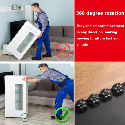 8 360 330Lbs Self Adhesive Caster Wheels - PCS Swivel Appliance Rollers, Heavy Duty Appliance Casters for Kitchen