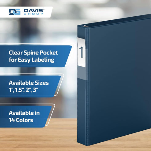 Premium Economy 1-Inch Binder, 3-Ring Binder for School, Office, Pack of 6, D Ring, Navy Blue
