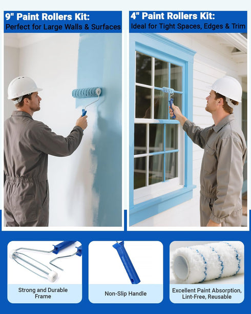 (24 30-Piece Set Paint Roller Kit with Extension Pole FT) for Walls & Ceilings Home Painting with Paint Rollers