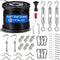 Toyeah String Light Hanging Kit with 164FT Vinyl Coated 304 Stainless Steel Wire