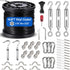 Toyeah String Light Hanging Kit with 164FT Vinyl Coated 304 Stainless Steel Wire