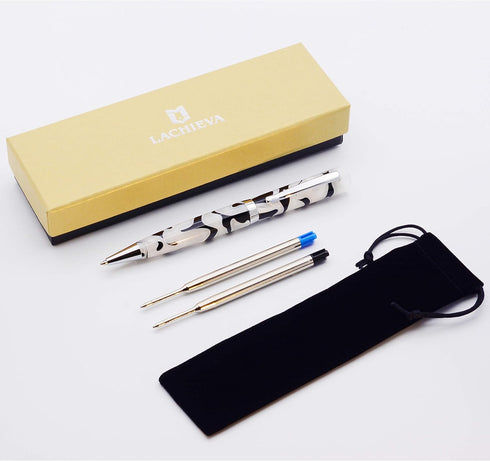 LACHIEVA LUX Luxury Acrylic Ballpoint Pen, Celluloid-Inspired Pattern, Elegant Gift Set for Women & Men