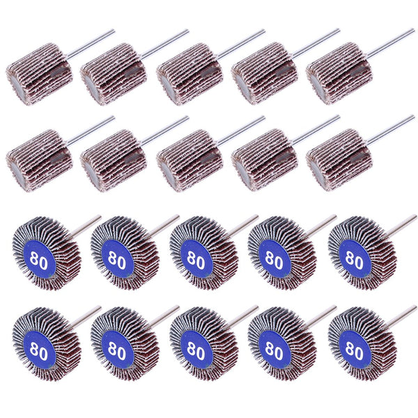 AUTOTOOLHOME 20PCS Abrasive Flap Wheel Sander 80 Grit 1/8" Shank Diameter for Grinding and Polishing