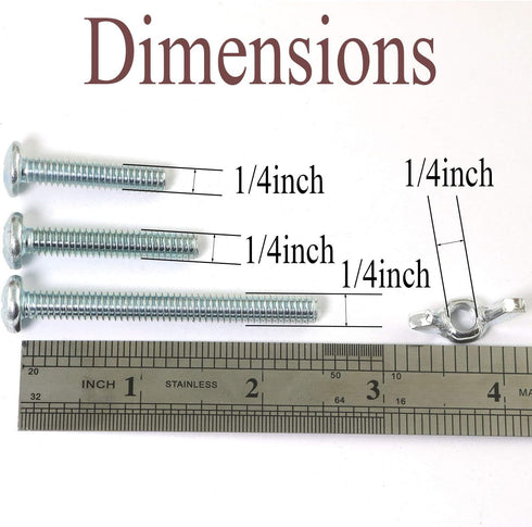 10 Sets Screw Bolts with Wing Nut Kit, Zinc Plated Carbon Steel Mounting Hardware, 10pcs 1/4"-20 Wing Nuts