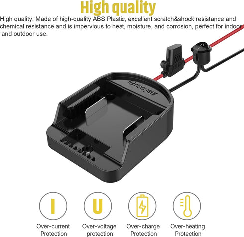 Ensayeer 18V 12 Lights,2 Pack Power Wheel Adapter with Fuse & Switch, Secure Battery Adapter for Lithium Battery