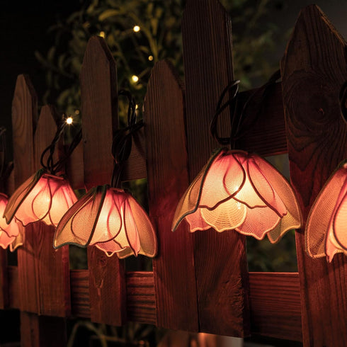 TWINKVILLA 10 Bulbs, Decorative String Lights Plug in with Flower Garland Fairy Lights Connectable Weatherproof Outdoor