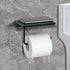 Toilet Paper Holder Wall Mount with Shelf, Bathroom Tissue Holder with Phone Storage, Rustproof Metal Roll Dispenser