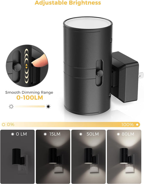 5000K Dimmable 2 Pack L LOHAS LED Bright Night Light, Night Lights Plug into Wall, Daylight White, Nightlight Plug