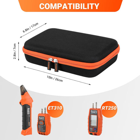 Hard Carrying Storage Case for Klein Tools ET310 AC Circuit Breaker Finder & RT250 GFCI Tester