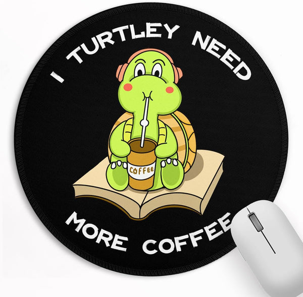 Cute Funny Turtle Mouse Pad, Mini Round Mousepad with Non-Slip Rubber Base for Desk Accessories Laptop Gaming Office