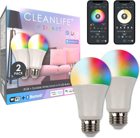 CLEANLIFE Smart Gen 2 A19 LED Bulb - RGB + Tunable White