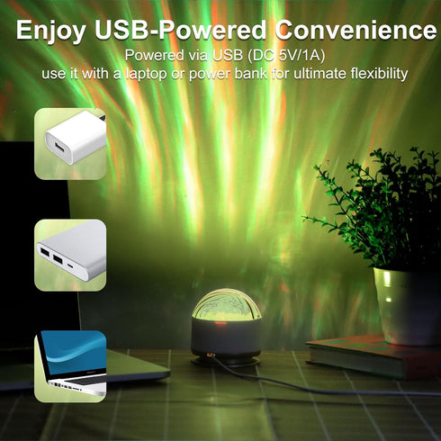 16 HUMIIEYE Northern Light Projector, Battery Operated Aurora Night Light, Colors Galaxy Lamp Ocean Wave Ceiling