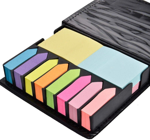 Tiger Sticky memo Notes Holder with Index tab Flags in Leather Like case, Multi (301308)