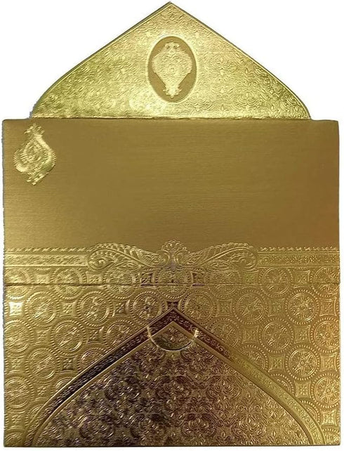 Shagun Envelopes Money Cash Gift 3 Fold Gold Design Envelope (10 piece) for Indian Wedding / Diwali / Birthday / Anniversary