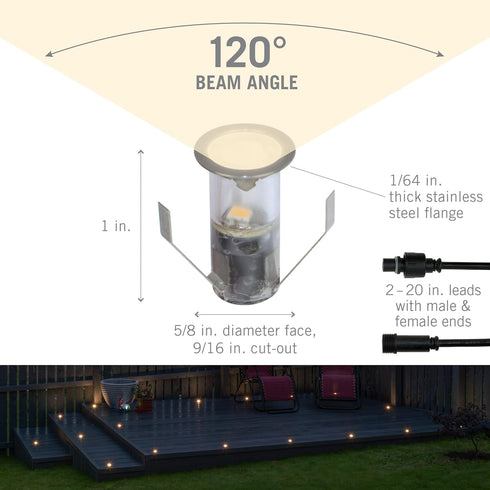5/8" (15mm) 221124 Armacost Lighting Portico White Recessed Outdoor LED Light