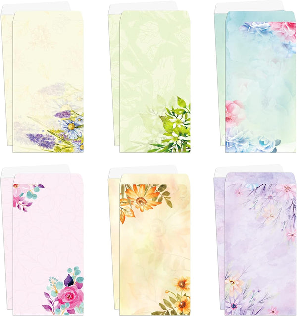 Paper Master Envelope Set, 12 Packs of Flora Letter Envelopes, Decorated Printer Stationery, 9.7x4.7 inches