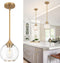 Pendant Lights Kitchen Island,Farmhouse Gold Pendant Light with Clear Glass Globe Shade,6.29"