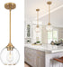 Pendant Lights Kitchen Island,Farmhouse Gold Pendant Light with Clear Glass Globe Shade,6.29"