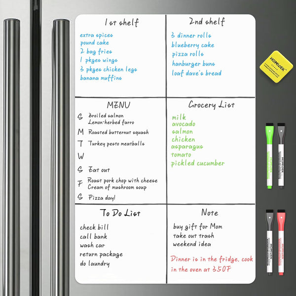 Magnetic Whiteboard for Fridge, Small Dry Erase Board with 4 Markers and 1 Eraser, 23 x 15 Inches
