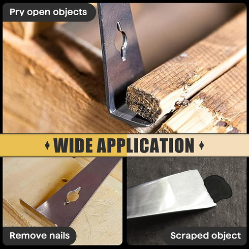 2-Piece Stainless Steel Mini Pry Bar Scraper Set, Ultra Sharp Trim Puller and Flat Pry Bar for Trim Removal