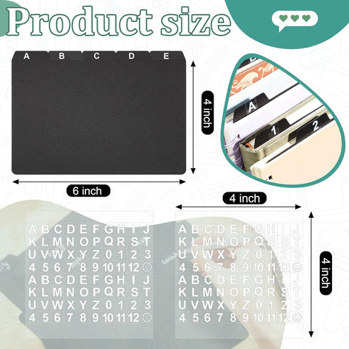 Lewtemi 50 Pcs Index Card Dividers 4 x 6 Inch Index Card Dividers with Tabs Index Cards Guides with 2 Pcs Alphabet Number Stickers for Office Recipe Business Classroom (Black) by Lewtemi