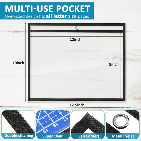 80 Pack Organization(12.5'' 10'',Horizontal) Yunsailing Dry Erase Pockets, Reusable Clear Job Ticket Holders, Plastic