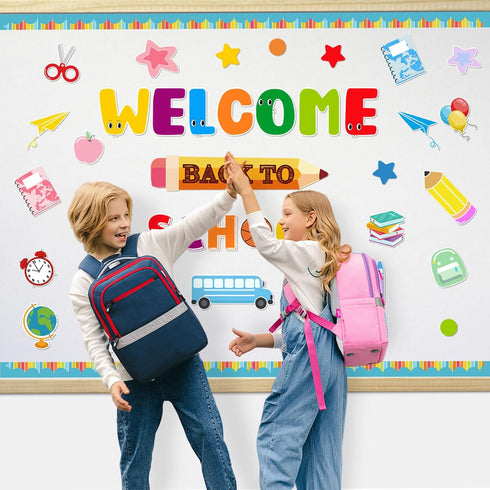 Back to School Classroom Bulletin Board Decoration Set - Welcome Cutouts for First Day of School Wall Door Decor