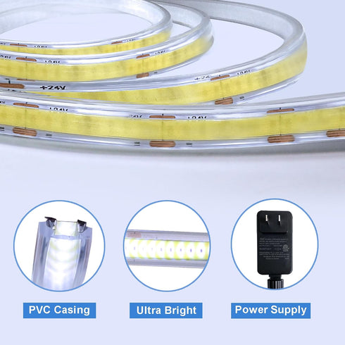 32.8Ft 3200 Dimmable LumBelle COB LED Strip Lights Outdoor Waterproof, LED Strip Light PVC Casing Tape Light Flexible