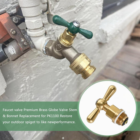 setPK1100 A Premium Brass Globe Valve Stem & Bonnet for Arrowhead Hose Bibs, Boiler Drains & Sill Faucets - Durable