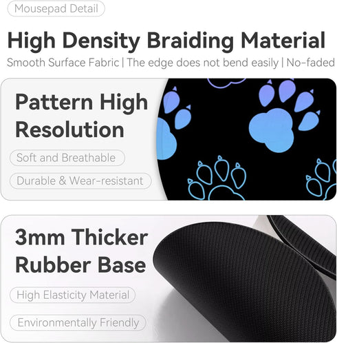 Dog Paw Print Round Mouse Pad, Funny Small Mouse Pad with Non-Slip Rubber Base, Home Office Decor Desk Accessories, 8.7