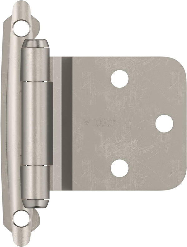 Amerock BPR7630G10 Reverse Bevel Face Mount Cabinet Hinge, Satin Nickel, 1 Pair/2 Pack