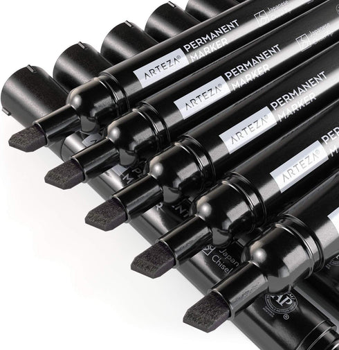 Set 36, ARTEZA Permanent Markers, of Black, Chisel Tip, Waterproof