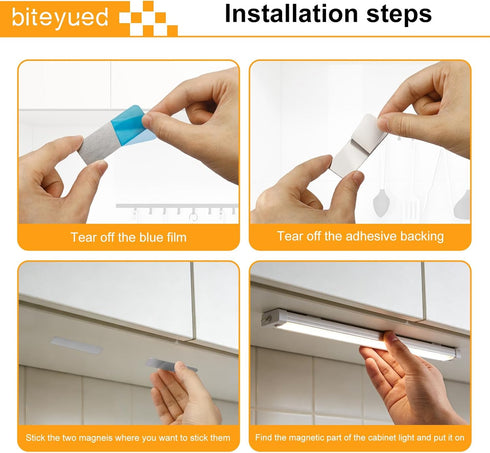 biteyued 12 Counter Pcs Under Cabinet Lights Magnetic stickysReplacement Magnetic Strips with Adhesive Backing