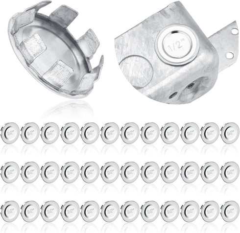 36 Pcs Knockout Seal Electrical Box Plugs for 1/2 Inch Pipe, Round Steel Removable Seal for Unused Electric Box Outlets