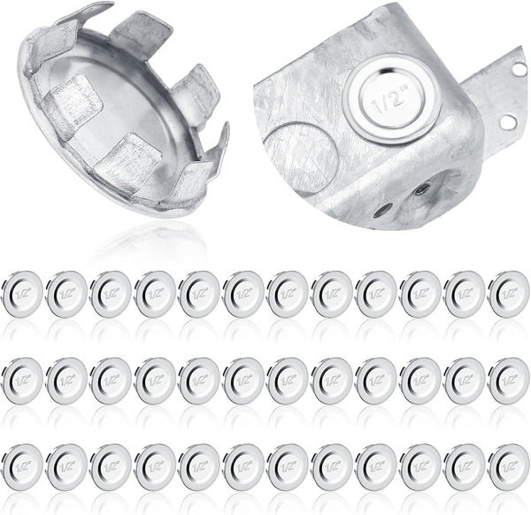 36 Pcs Knockout Seal Electrical Box Plugs for 1/2 Inch Pipe, Round Steel Removable Seal for Unused Electric Box Outlets