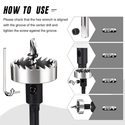 11/16" (18mm) M2 Hole Saw, High Speed Steel Hex Shank How Cutter - Cutting Tool for Thin Stainless Steel Metal
