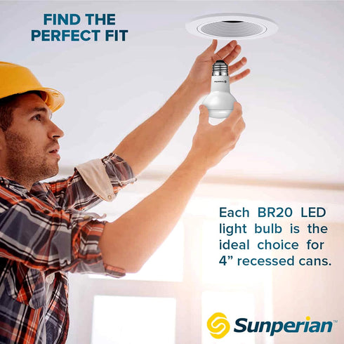 SUNPERIAN 6 Pack BR20 LED Bulb, 6W=50W, 2700K Warm White, 550 Lumens, Dimmable Flood Light Bulbs, E26 Base