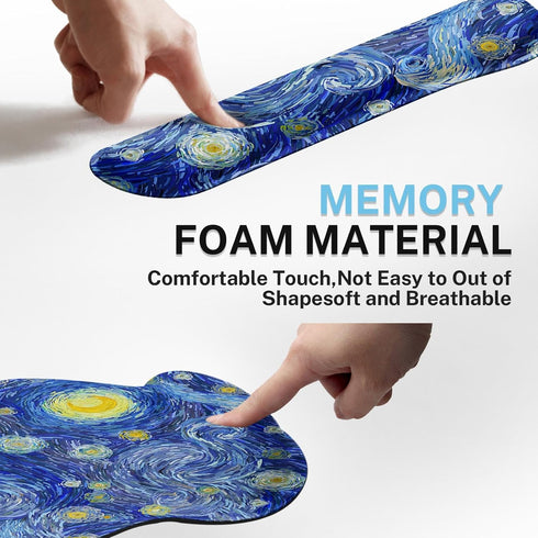 Britimes Mouse Pad 3pcs Set with Wrist Support, Abstract Night Sky Non-Slip Rubber Base for Home Office Gaming