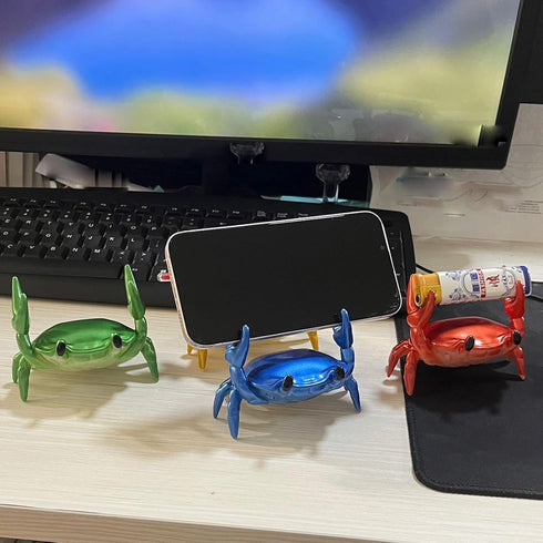 LOGUTIA Crab Phone Pencil Stand Creative Pen Holder Pencil Holder Spoon Holder - Blue Crab Phone Stand Crab Pen Holder
