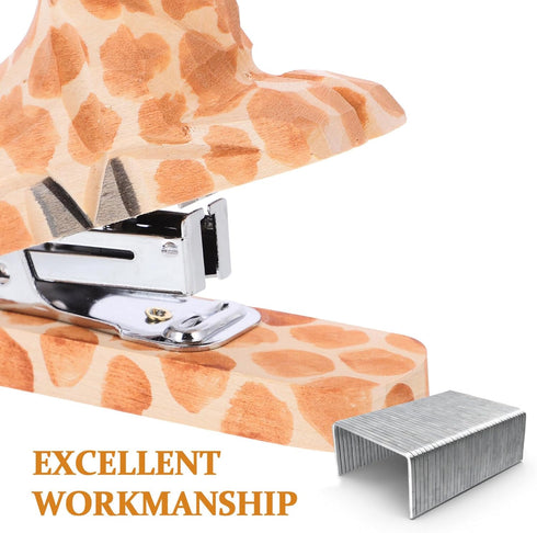 SEWACC Animal Stapler, Giraffe Desktop Stitcher, Wooden Portable Hand Held Stapler for School Office