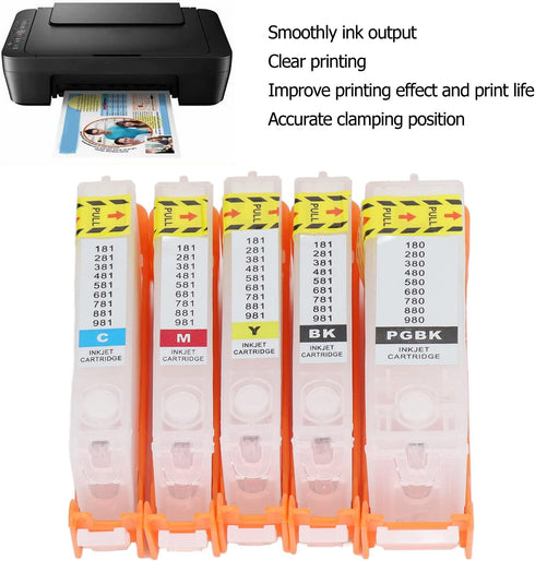 Empty Refillable Printer Ink Cartridge with Permanent Chip for PIXMA TS702 TR7520 TR8520 TR8620 Printers