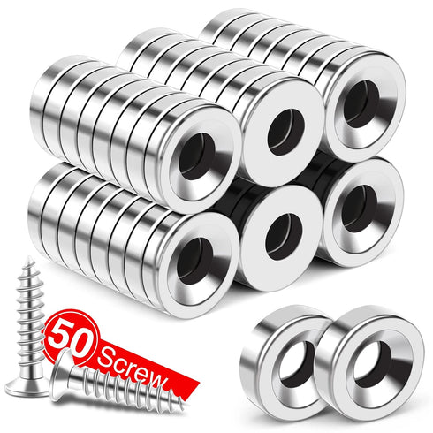 MIKEDE 50Pcs Strong Magnets with Hole, Heavy Duty Rare Earth Magnet with