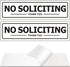 No Soliciting Sign, Self Adhesive Aluminum Sign, 2" x 7" White with Black Letters for House Business, 2 Pack