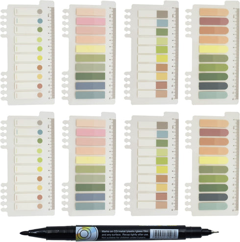 Translucent Sticky Note Tabs 1600pcs, Morandi Page Markers for Annotating Books, Repositionable Book Flags Tabs Strip