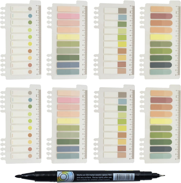 Translucent Sticky Note Tabs 1600pcs, Morandi Page Markers for Annotating Books, Repositionable Book Flags Tabs Strip