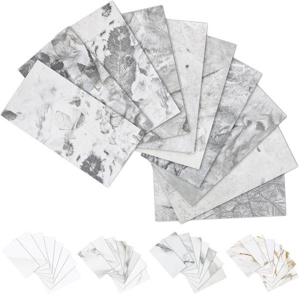 Yipscazo Peel and Stick Backsplash 3 x 6 Inches, 3D PVC Composite Wall Tile for Kitchen Bathroom, 100 Pieces Gray