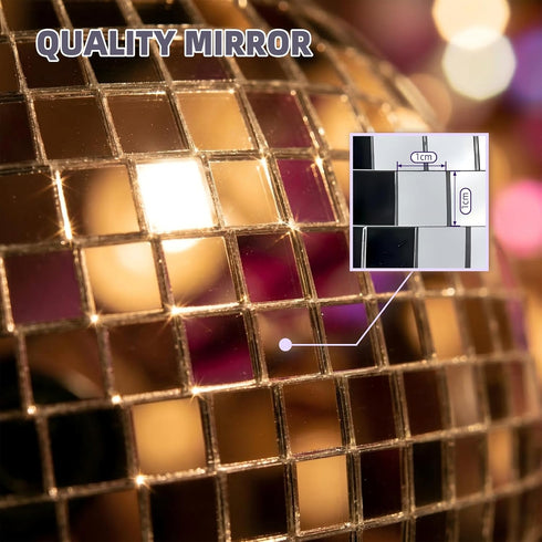 Kaviooy 12 Inch Large Disco Ball, Rotating Mirror Ball with Real Glass Tiles, Sturdy Hanging Ring for Party